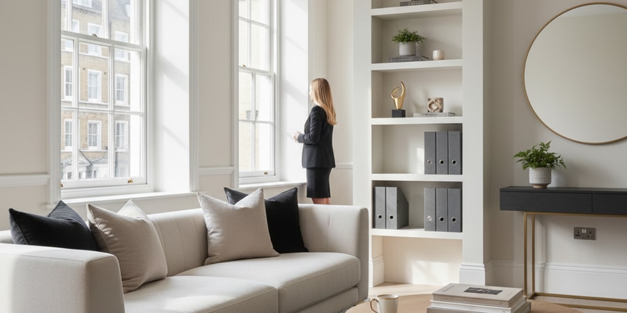Freshly decorated modern rental interior in neutral tones