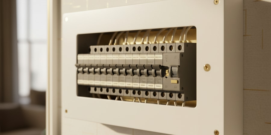 Modern RCD consumer unit, UK rental property