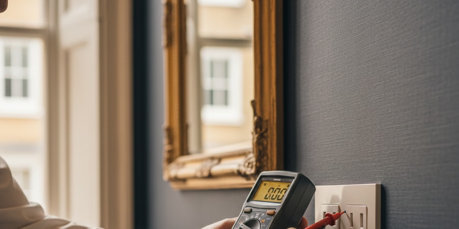 Electrician testing sockets during an EICR inspection