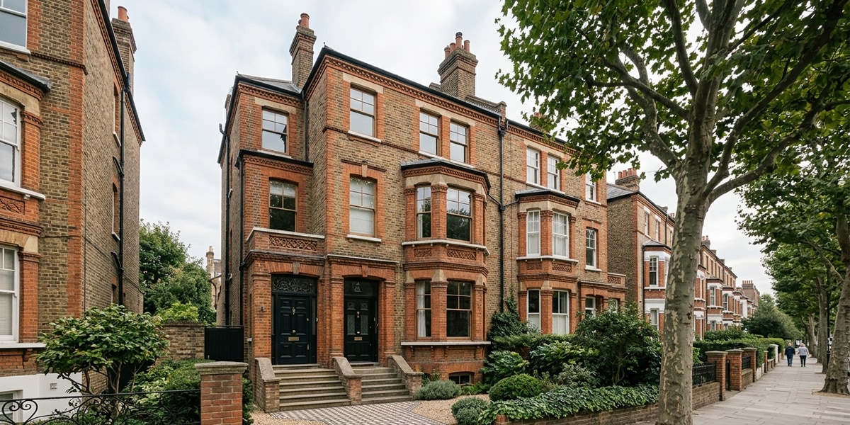 HMO licensing London guide, a large converted multi-occupancy Victorian house with multiple storeys and period brick