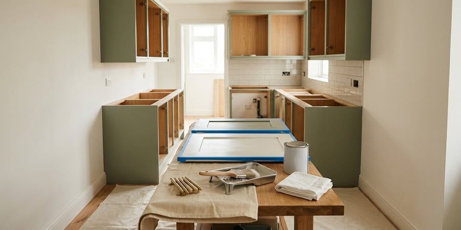 Kitchen cabinet respray process, prepping doors for spray painting