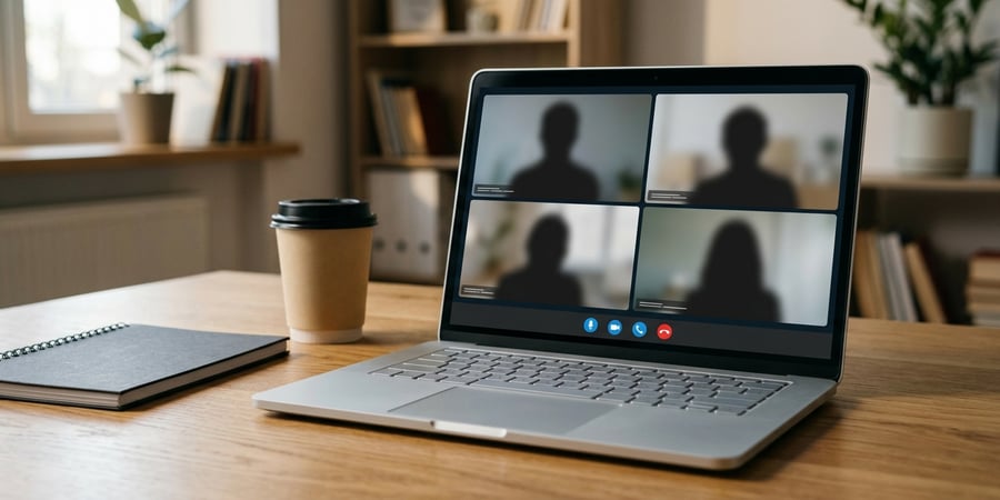 Overseas landlord on video call with UK property manager