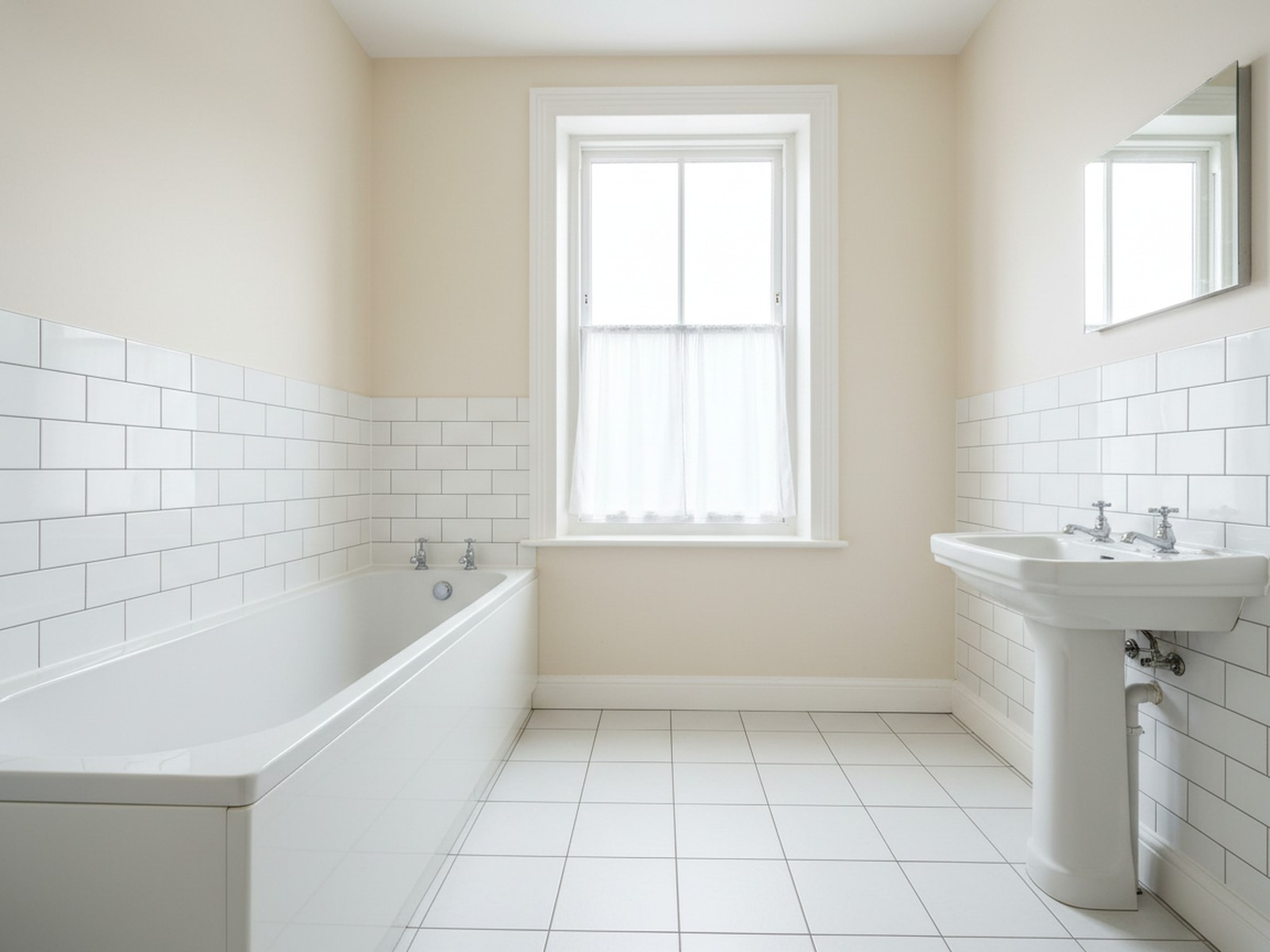 Rosebery Terrace bathroom, after regrouting and repaint