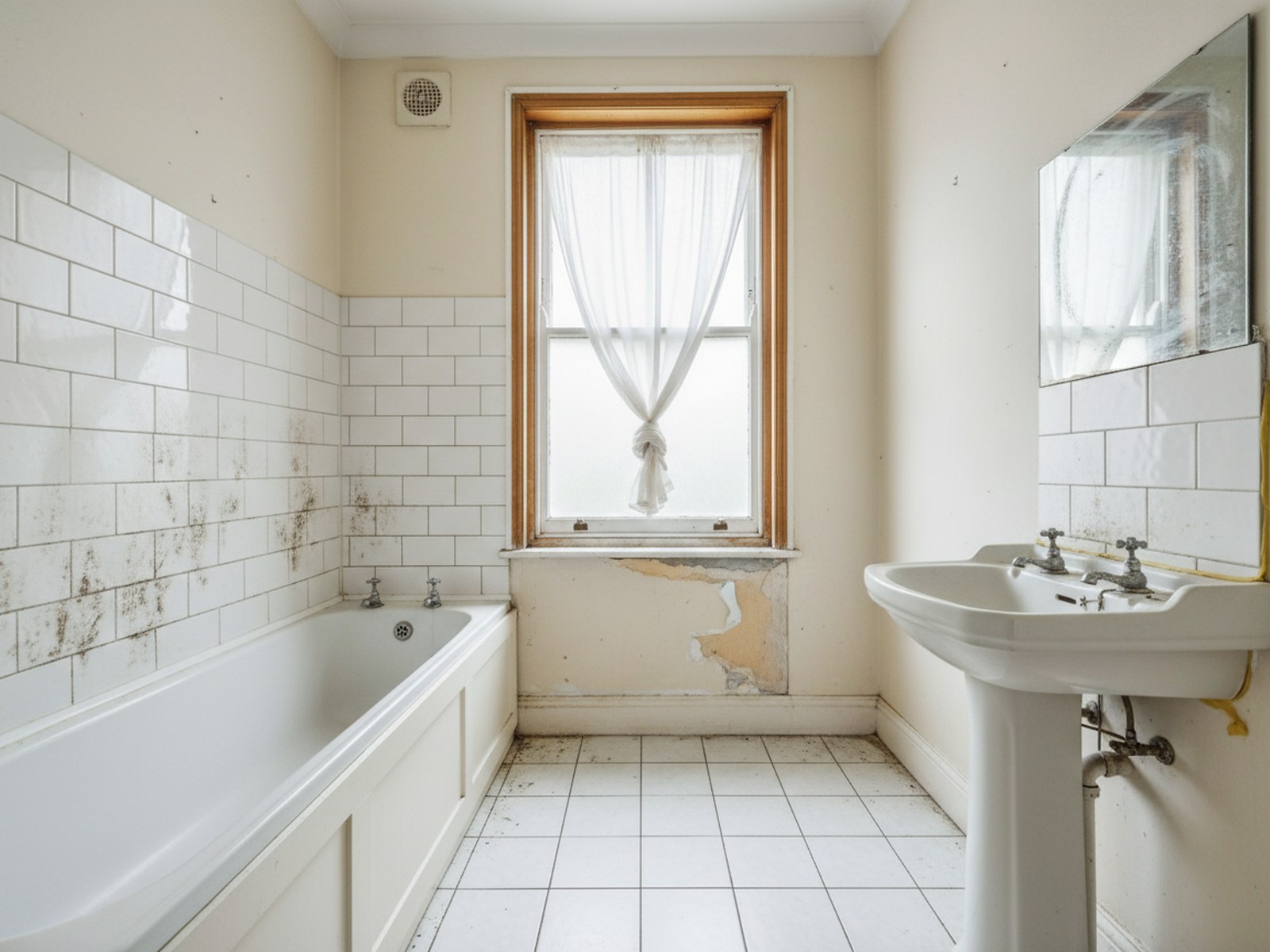 Rosebery Terrace bathroom, before regrouting and repaint