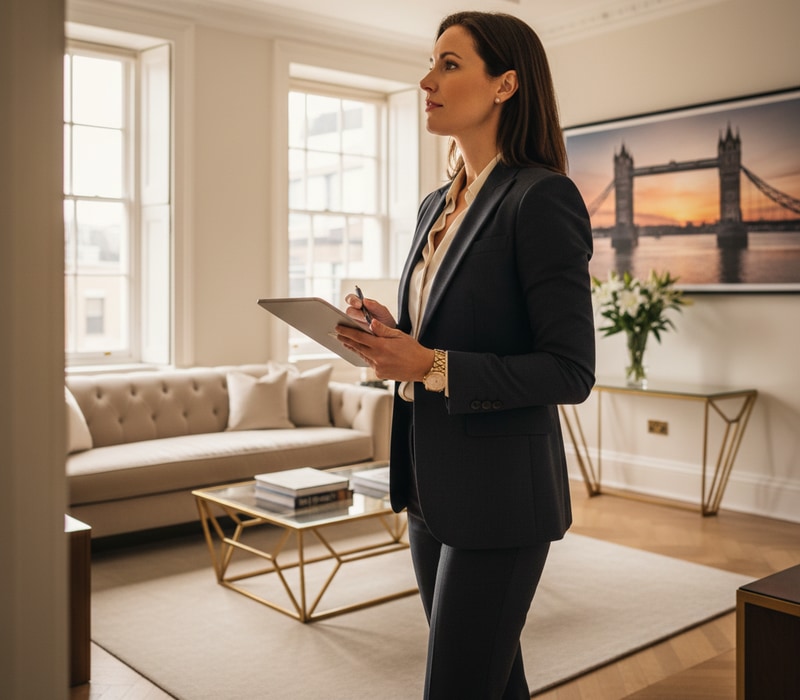 Property management London, manager inspecting a tenanted flat