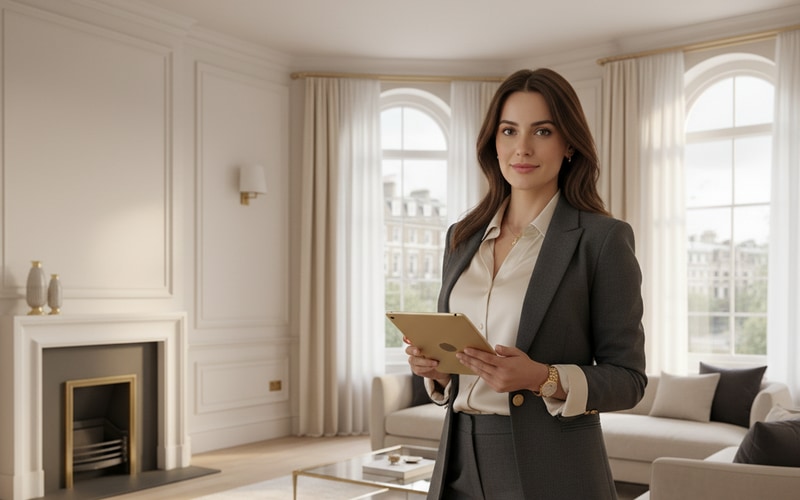 Property management London, manager inspecting a flat