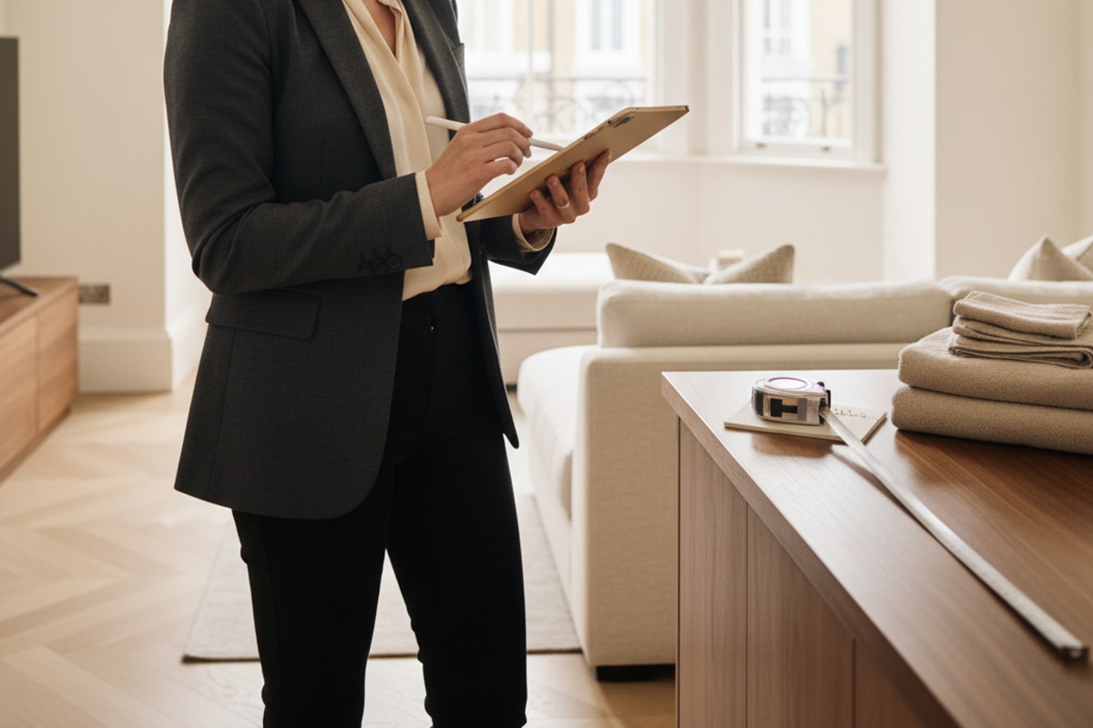 Inventory clerk with tablet