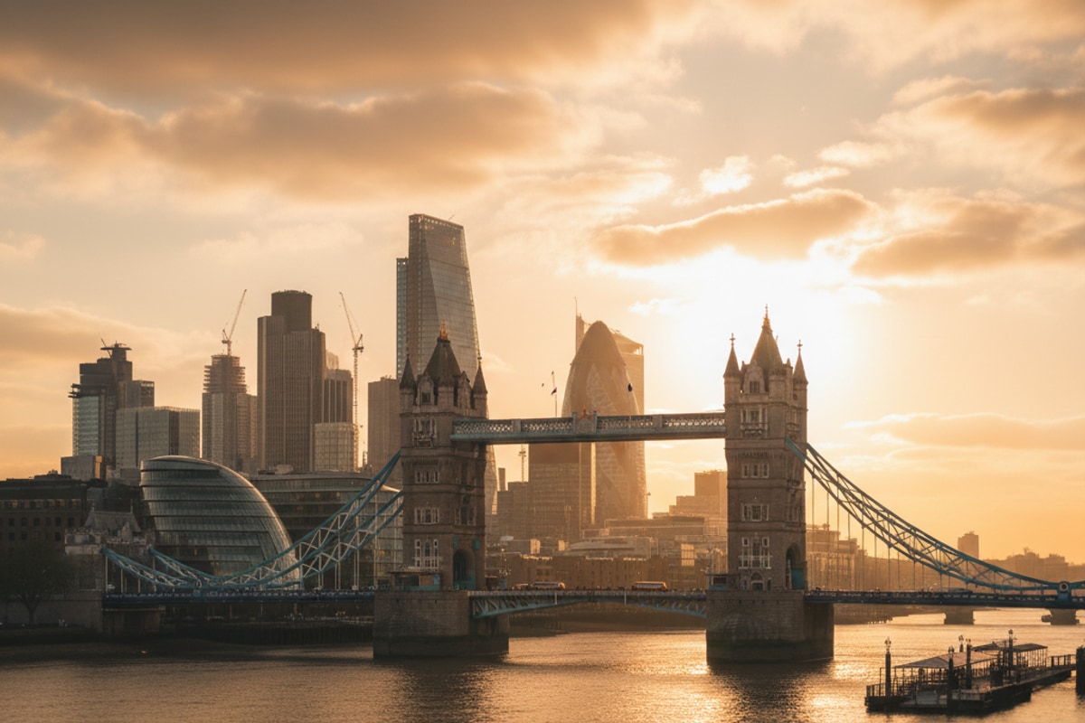 London skyline at golden hour