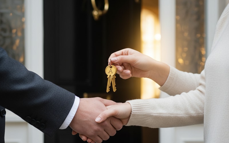 Keys being handed to tenant